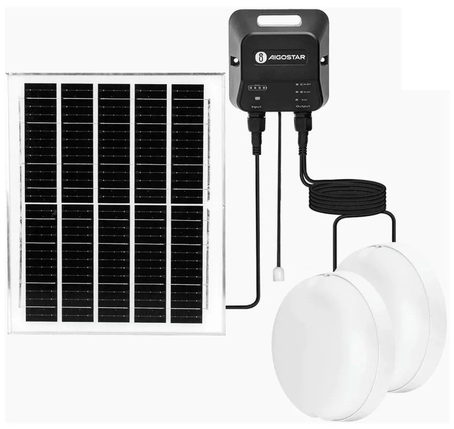 Aigostar - LED Napelemes lámpa 2xLED/70W/12V 12000 mAh 6500K átm. 20,5 cm