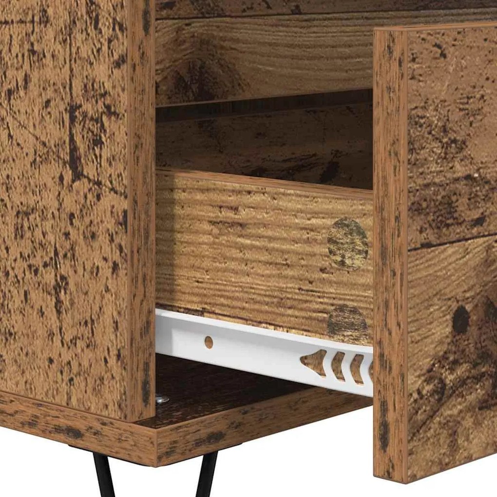 Széf fiókkal Öreg fa 40 x 35 x 70 cm Műszaki fa és vas