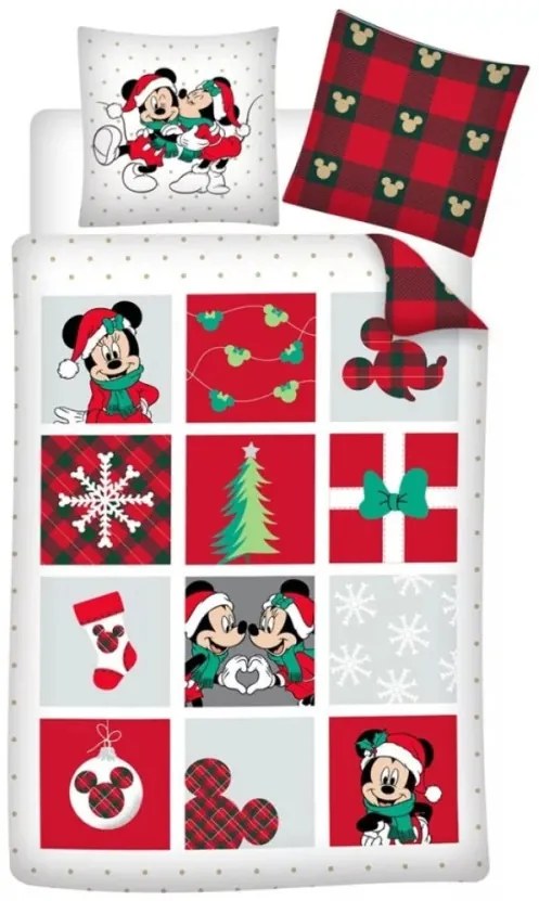 Disney Minnie és Mickey ágyneműhuzat karácsony 140x200cm 65x65cm