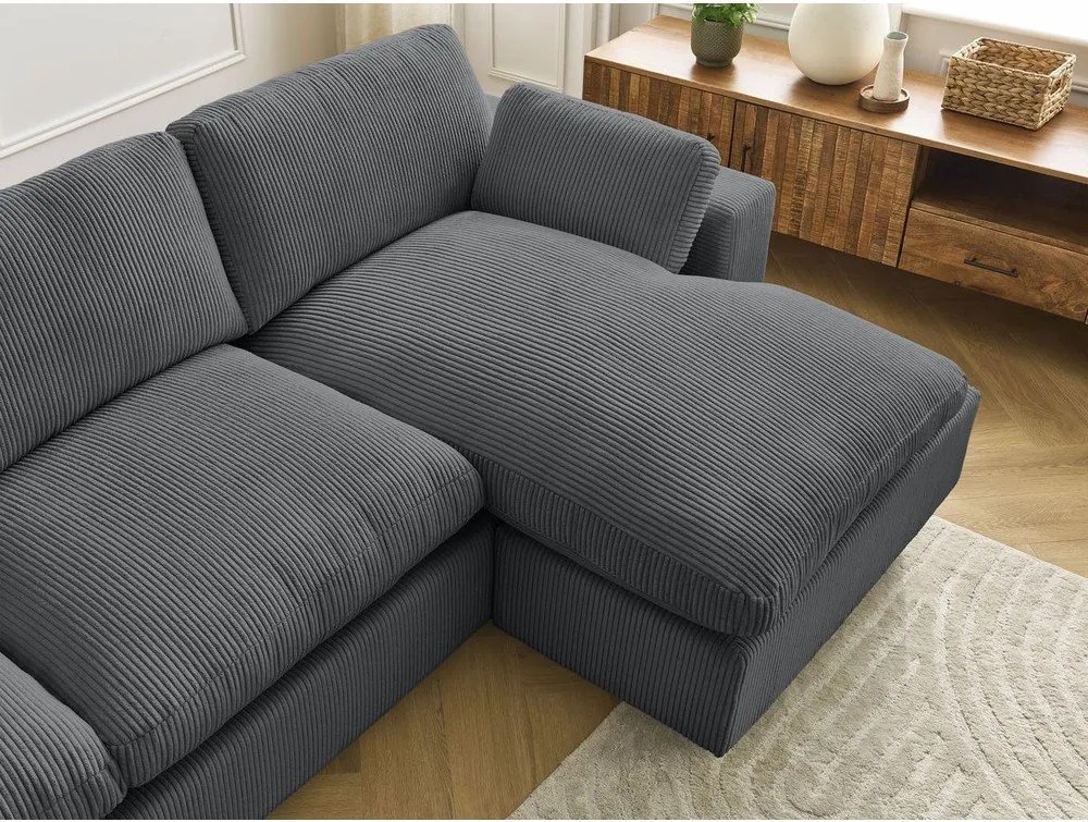 Sötétszürke kordbársony sarokkanapé Belair – Bobochic Paris