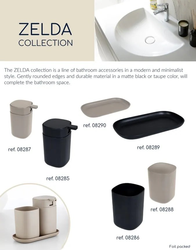 BISK Erga Zelda, álló fogkefe pohár, matt fekete, ERG-08286