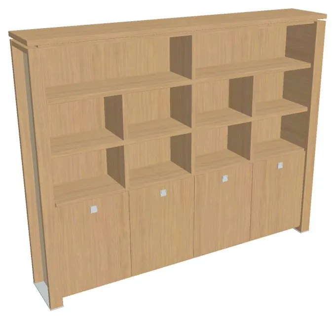 Verno+ S magas szekrény 260 x 46 x 210 cm, polccal, világos tölgy / vanília