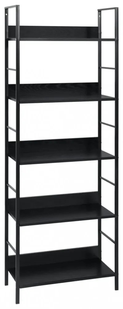 5 szintes fekete szerelt fa könyvespolc 60 x 27,6 x 158,5 cm