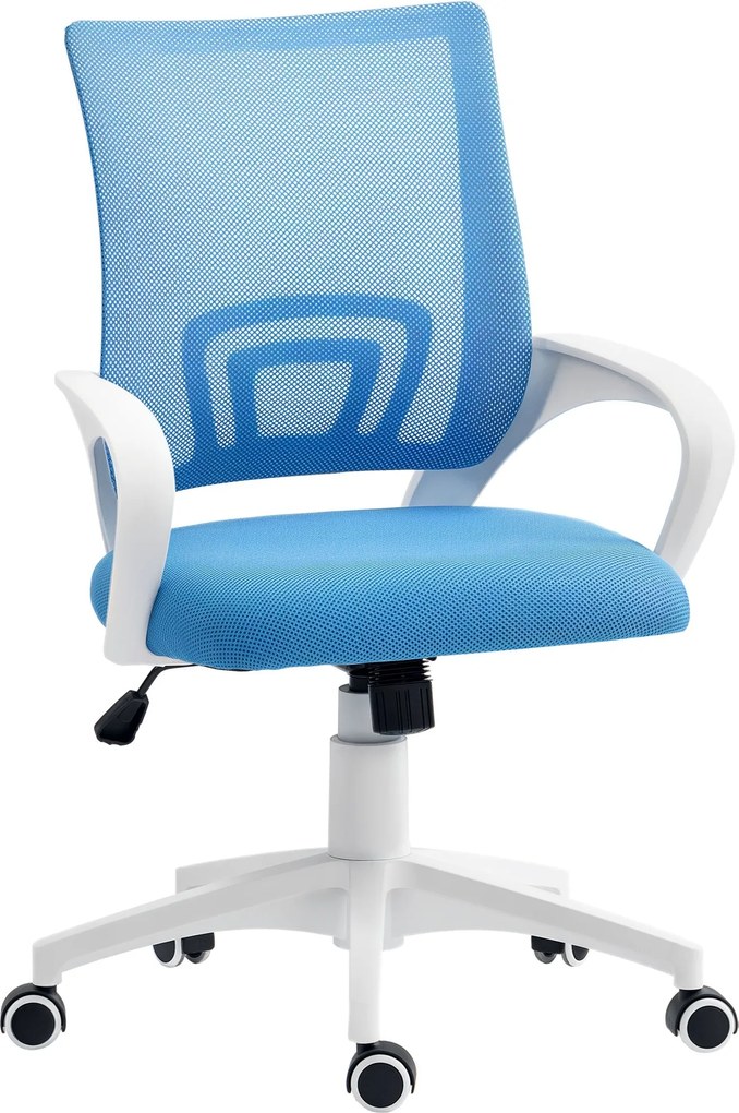 HOMCOM Hálós Irodai Szék Forgatható Íróasztali Szék Magasságállító Ringató Funkcióval, Lumbális Támasszal és Kartámaszokkal - Teherbírás 120 kg, Világ