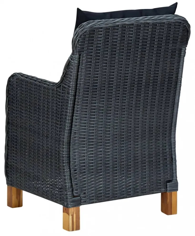 2 db sötétszürke polyrattan kerti szék párnával