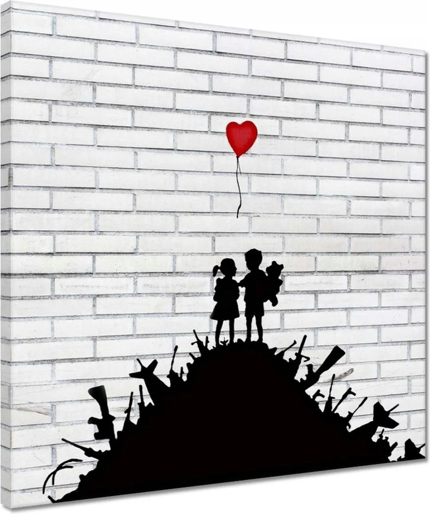 Vászonkép 40x40 Banksy Hegyi fegyver léggömb