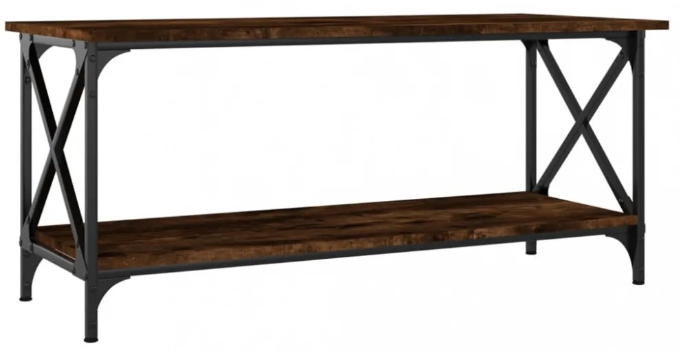 füstös tölgy szerelt fa és vas dohányzóasztal 100 x 45 x 45 cm