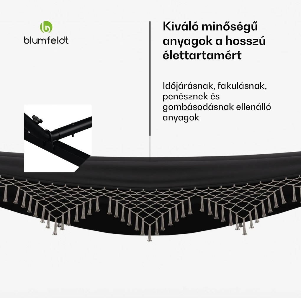 Blumfeldt SwayStation Boho függőágy, 320 x 116 cm, időjárásálló, rozsdamentes, rozsdamentes