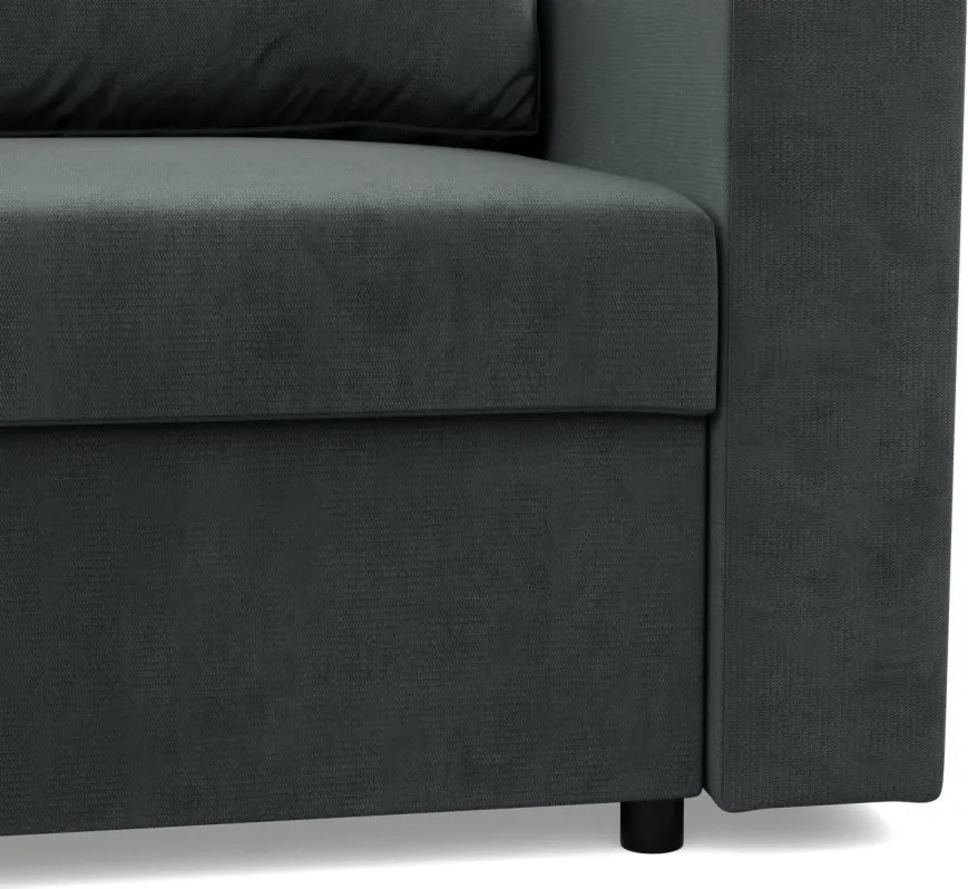 Zeus sarokkanapé, 1 ágyneműtartóval, egyenes kartámasz, bársony, univerzális oldal, hab töltet, szürke