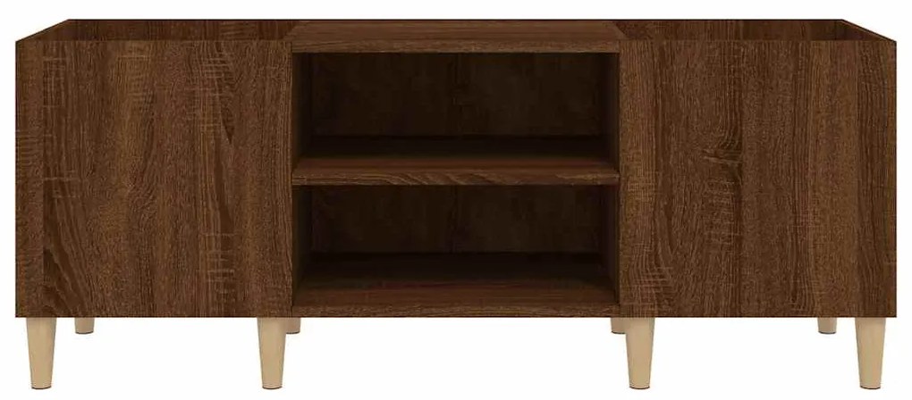 barna tölgyszínű szerelt fa hanglemezszekrény 121x38x48 cm