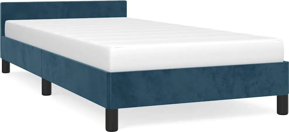 vidaXL sötétkék bársony ágykeret matrac nélkül 100x200 cm