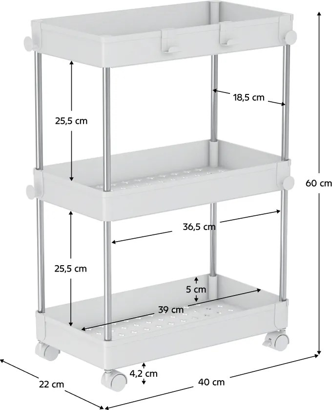 Mozgatható polc, fehér, ALIOL TYP 1