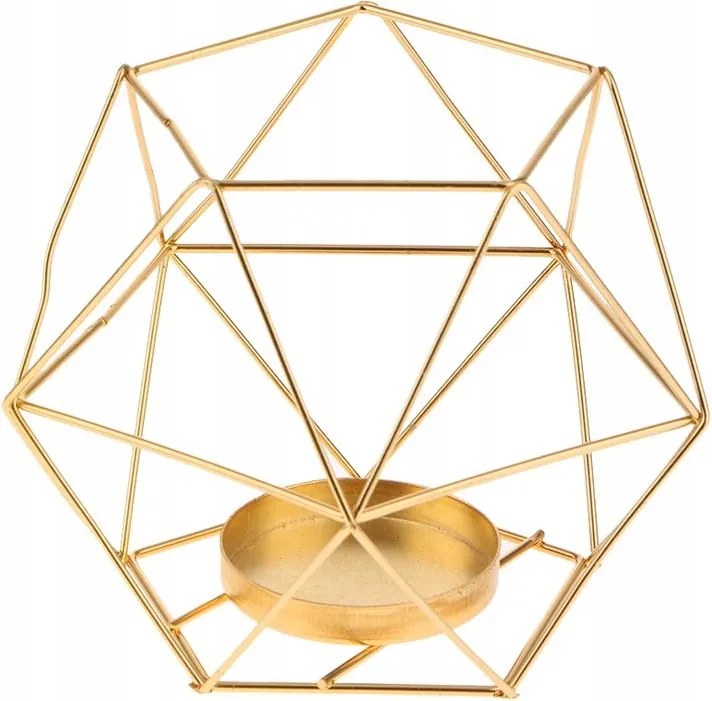 Arany Színű Geometrikus Gyertyatartó Szett, 6 darabos