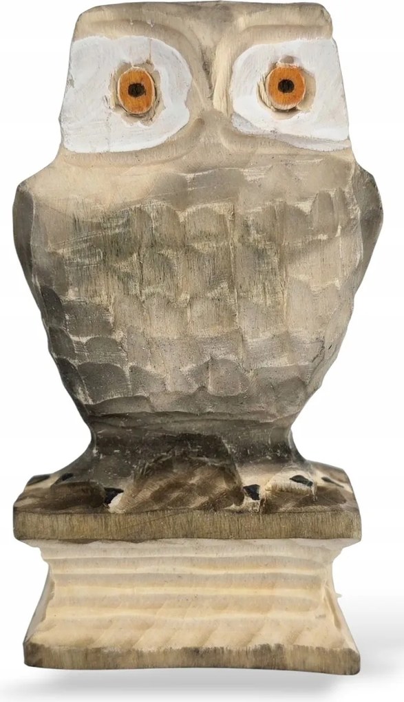 Bagoly Szobor Dekoráció Fa Bagoly Festett Figura Kézzel Faragott 9 cm
