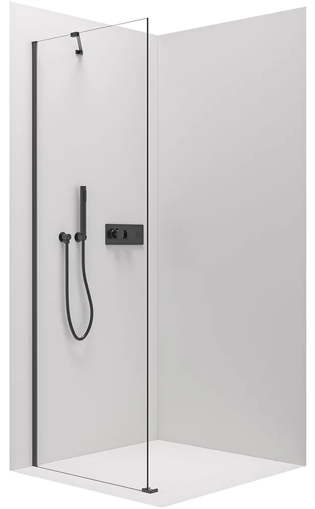 CERANO Cerano, fix zuhanyparaván Marino és Volpe ajtókhoz 100x190 cm, 6mm átlátszó üveg, fekete profil, CER-CER-420273