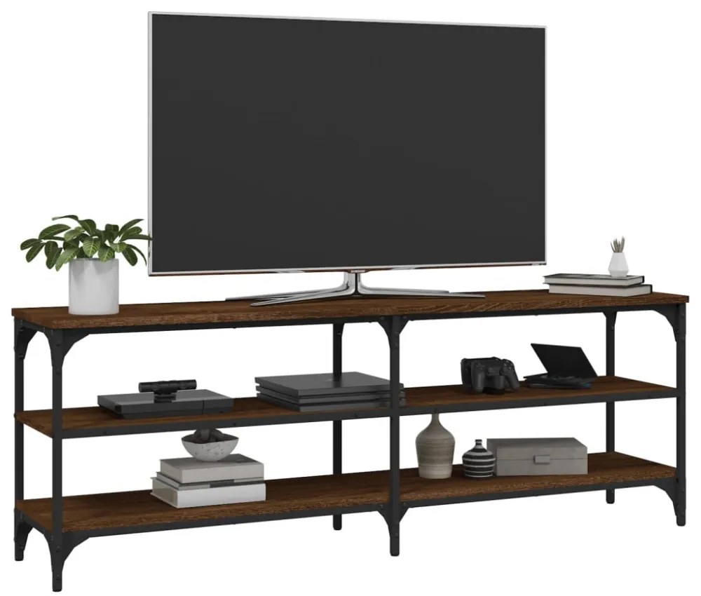 barna tölgy színű szerelt fa TV-szekrény 140 x 30 x 50 cm