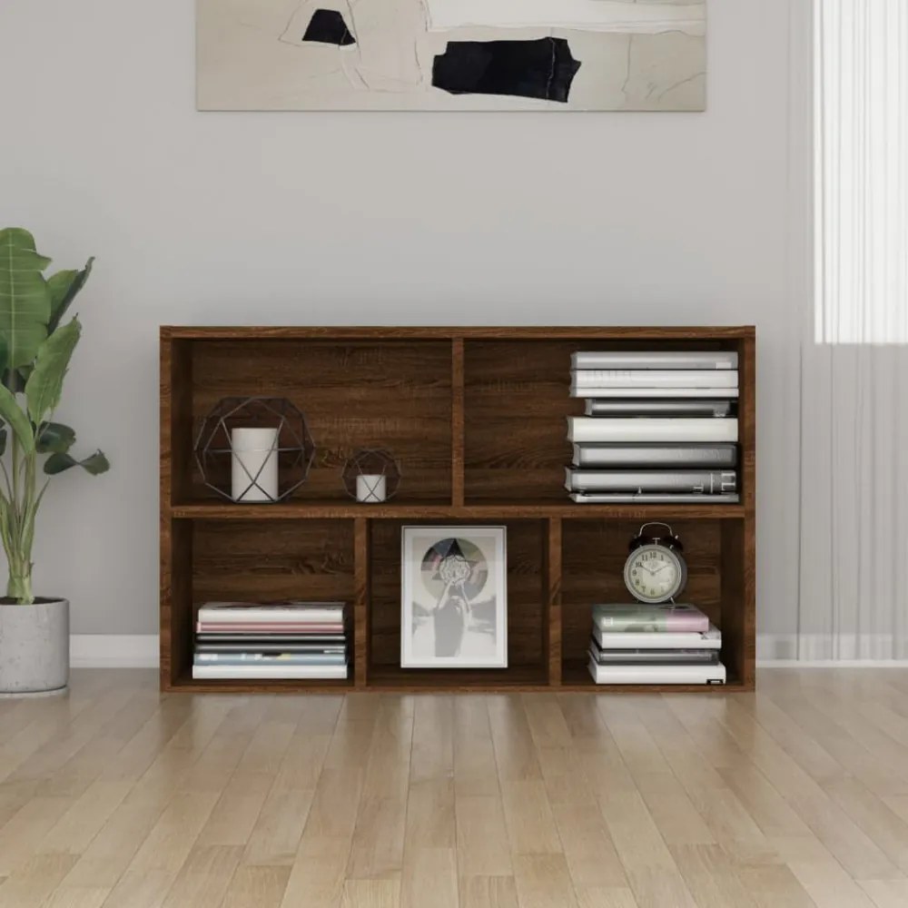 barna tölgyszínű szerelt fa könyv-/tálalószekrény 50x25x80 cm