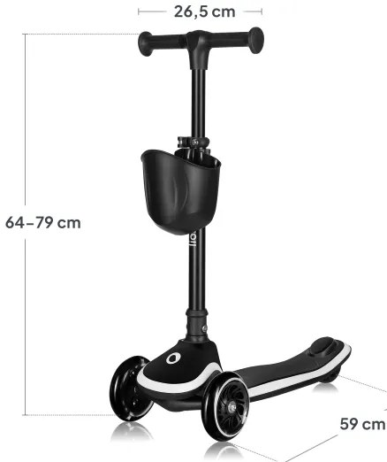 Lionelo - Gyerekroller MEY 3xAAA Fekete ónix