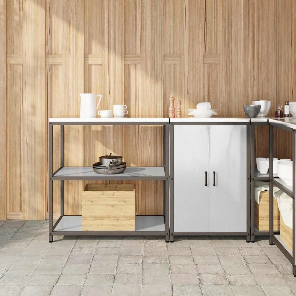 Konyhai Tároló Készlet polcokkal 2 pcs Ezüst 150 x 50 x 92 cm