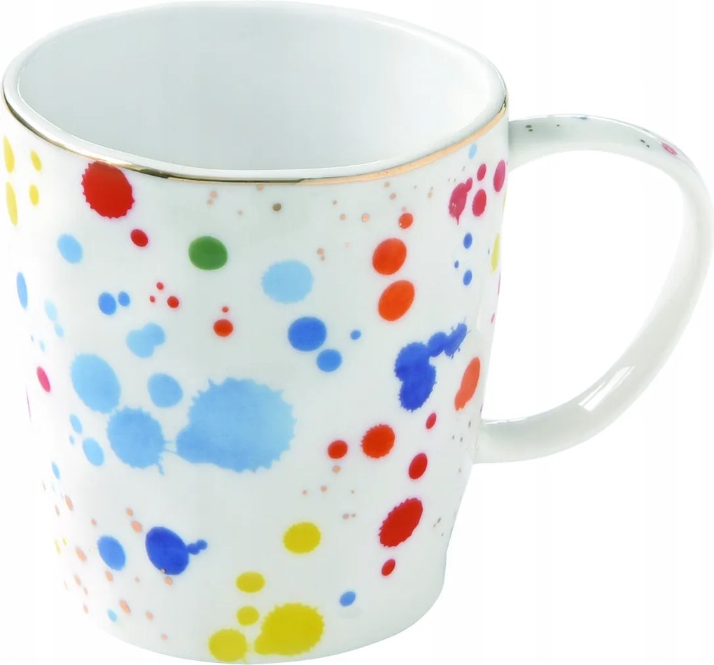 Porcelán Bögre Colour Splash Színes pöttyök aranyozott
