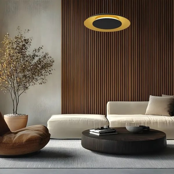 LED csillár kábelen PIATTINO LED/30W/230V 2700/3200/4000K átm. 40 cm fekete/arany