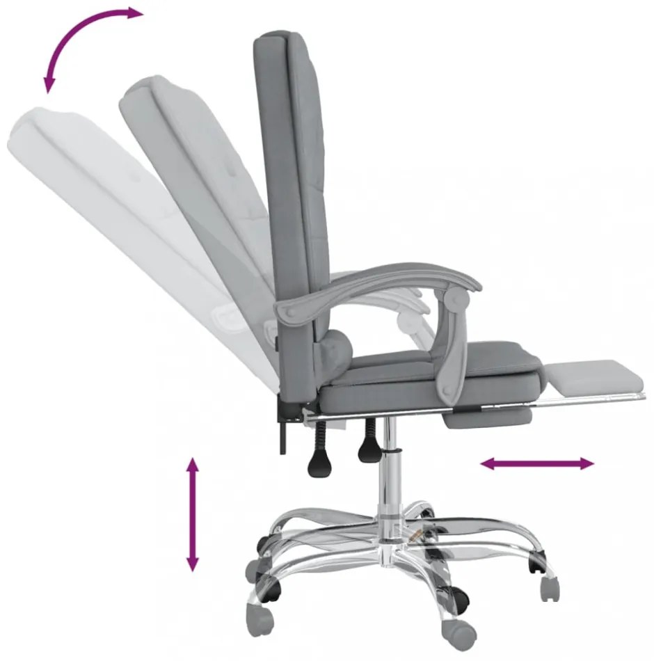 vidaXL világosszürke szövet dönthető irodai masszázsfotel