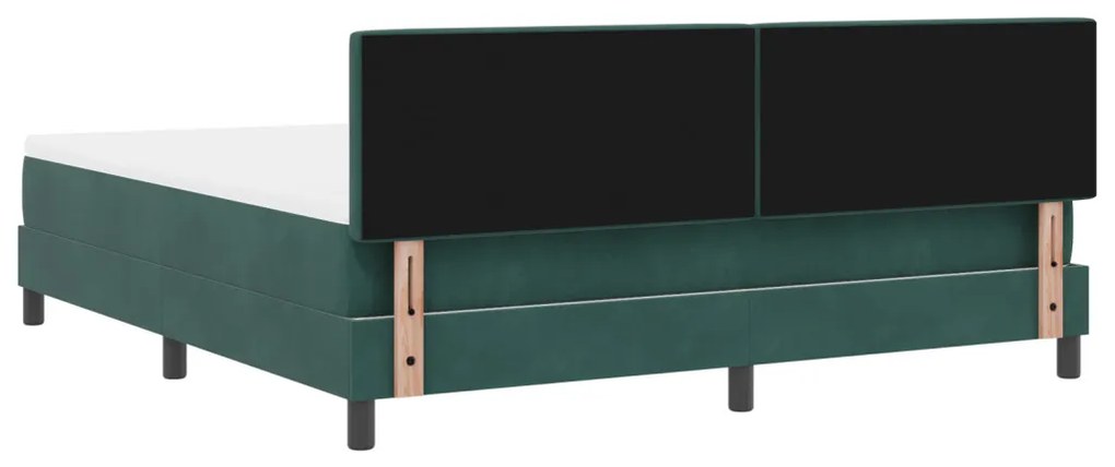Boxspring Ágy Matrac &amp; LED Sötét Zöld 180x200 cm Bársonyos