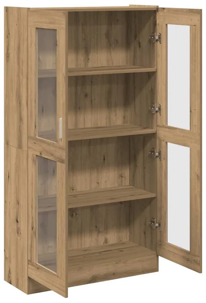 kézműves tölgy színű szerelt fa magasszekrény 82,5x30,5x150 cm