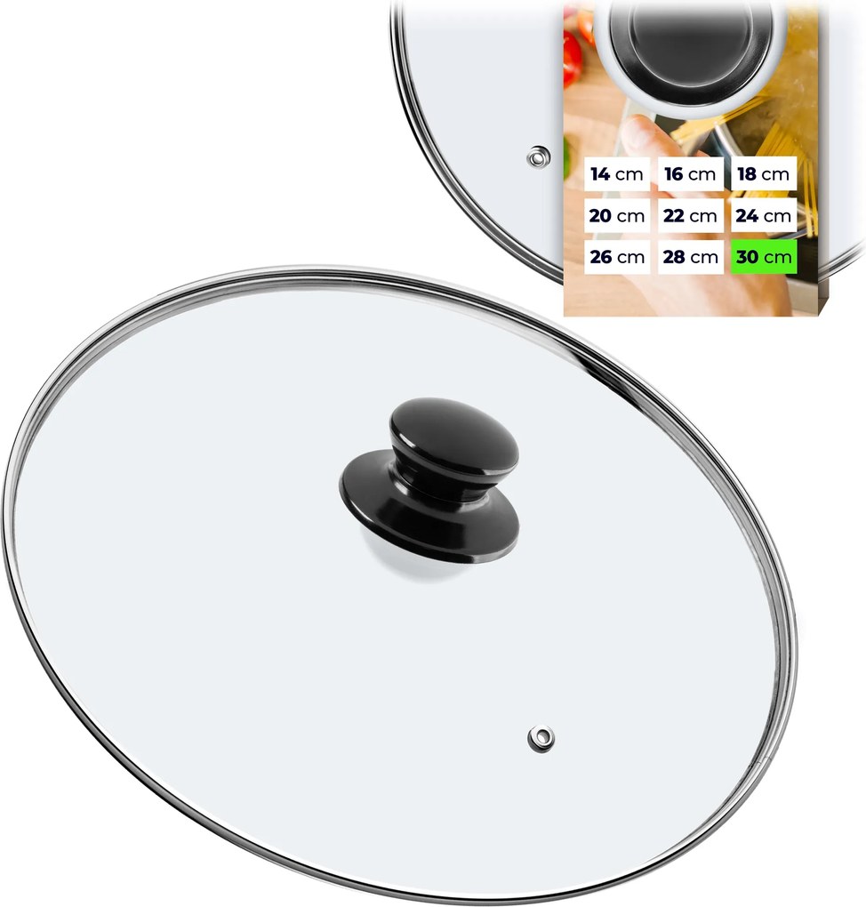 Üveg Fedő 30cm Serpenyő Fedő Edény