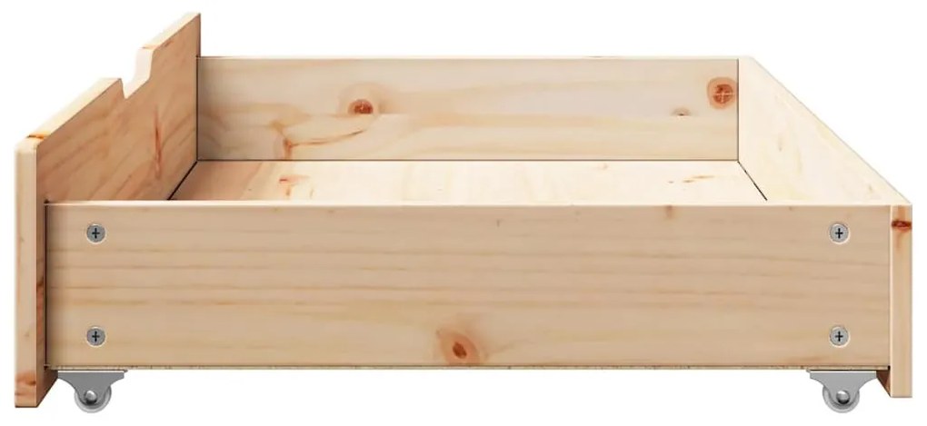 2 db tömör fenyőfa ágy alatti fiók kerékkel 95 x 55 x 17 cm