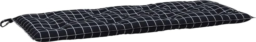 vidaXL fekete kockás szövet kerti padpárna 120 x 50 x 7 cm