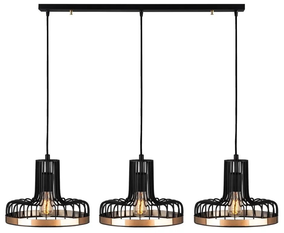 Fekete-rézszínű függőlámpa fém búrával Fellini – Opviq lights