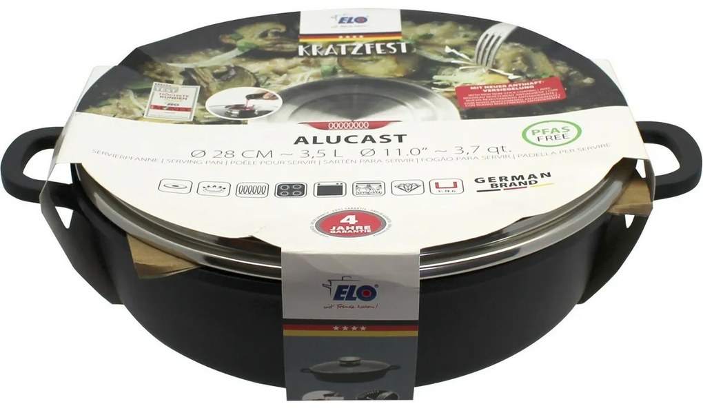 Elo 19628 Sütőedény üveg fedéllel és aromafogantyúval Alucast 28 cm, 28 cm