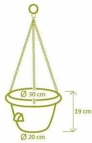 Plastia Önöntöző függesztett virágtartó, 30 cm, terrakotta , 30 cm átmérőjű