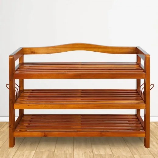 Casaria® Akácfa cipőtartó állvány - 3 szintes