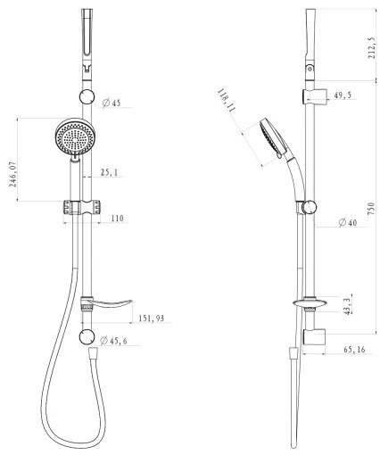 Aqualine - Zuhany készlet TILA fényezett króm