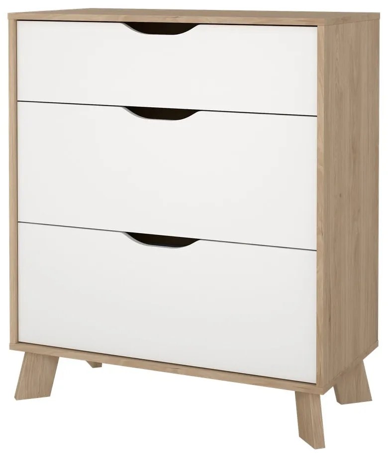 Fehér-natúr színű komód tölgyfa dekorral 79x92x40 cm Ikast – Tvilum