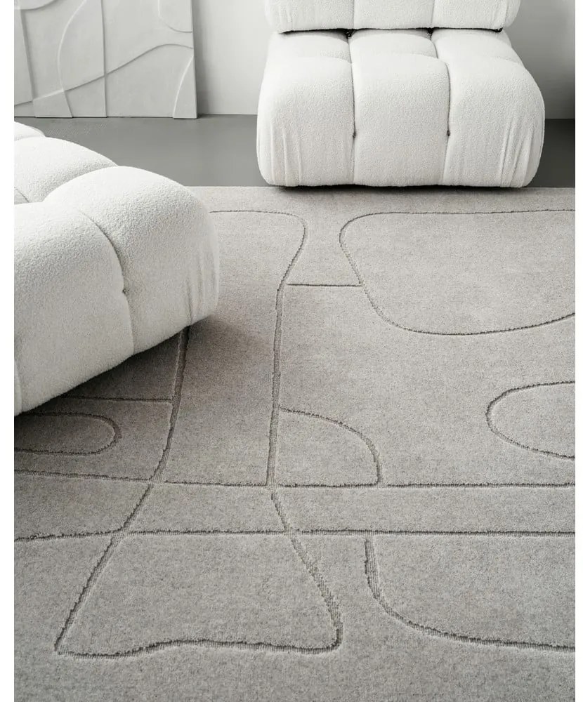 Világosszürke gyapjú szőnyeg 160x230 cm Morphic – Agnella