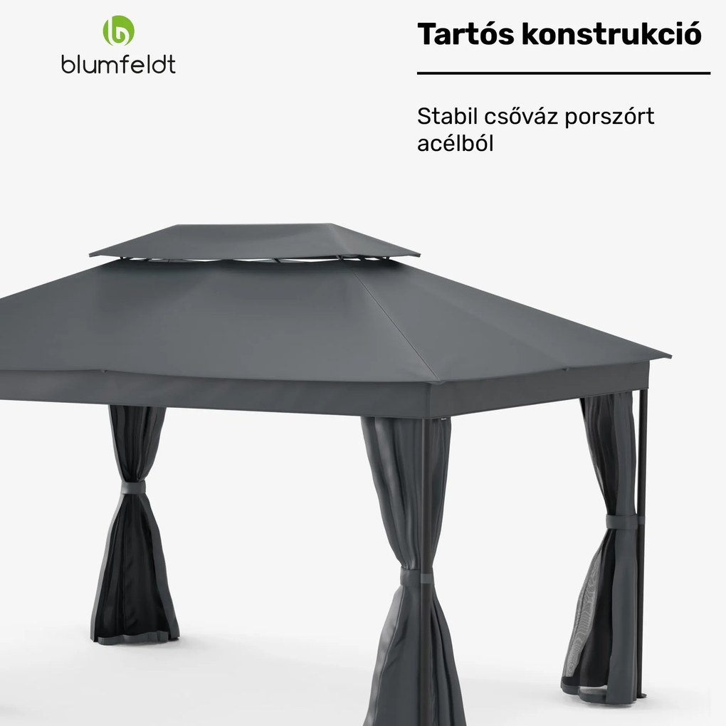 Blumfeldt Mondo Dual pavilon 3x4 dupla tetővel és szúnyoghálóval