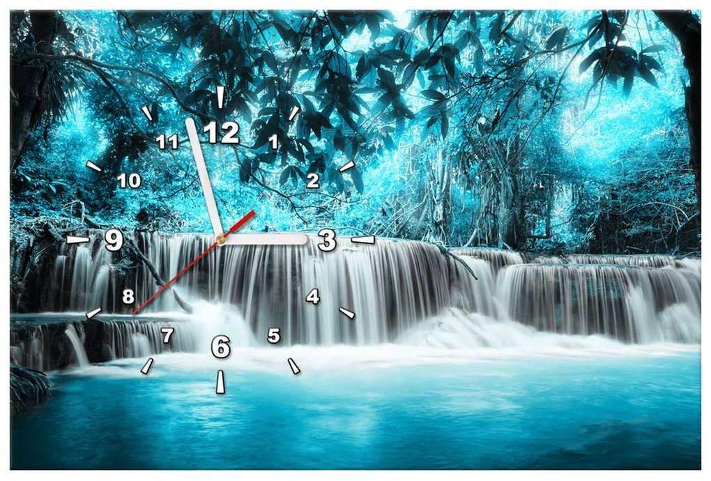 Gario Órás falikép Vízesés a kék dzsungelben Méret: 40 x 40 cm
