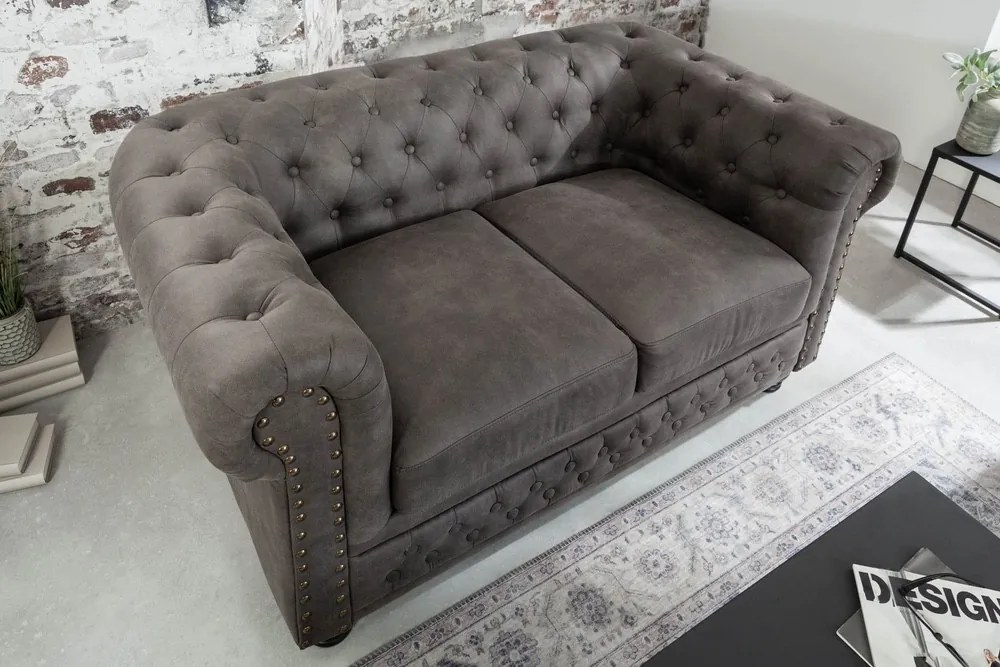 Kettes kanapé Chesterfield II 150 cm antik szürke