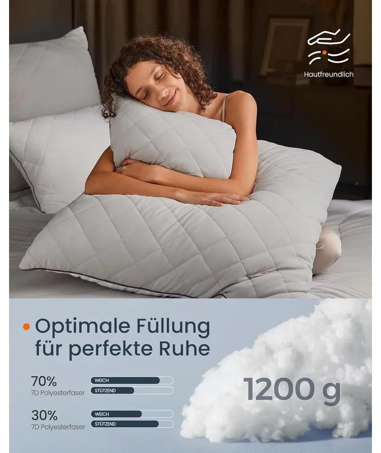 SONGMICS HOME párna, kétoldalas használat, 80 × 80 cm, világos szürke