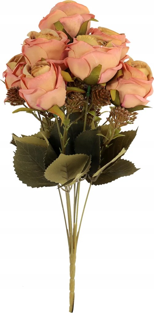 Csokor 9 Rózsa 40 CM Lazac Színű Művirág Rózsa Élő