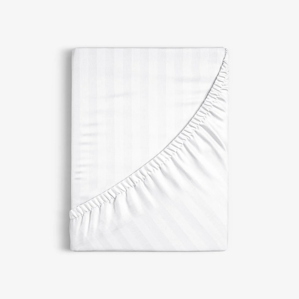 Goldea körgumis damaszt lepedő - fehér szatén csíkos 90 x 200 cm