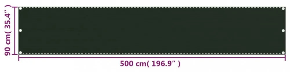 sötétzöld HDPE erkélytakaró 90 x 500 cm