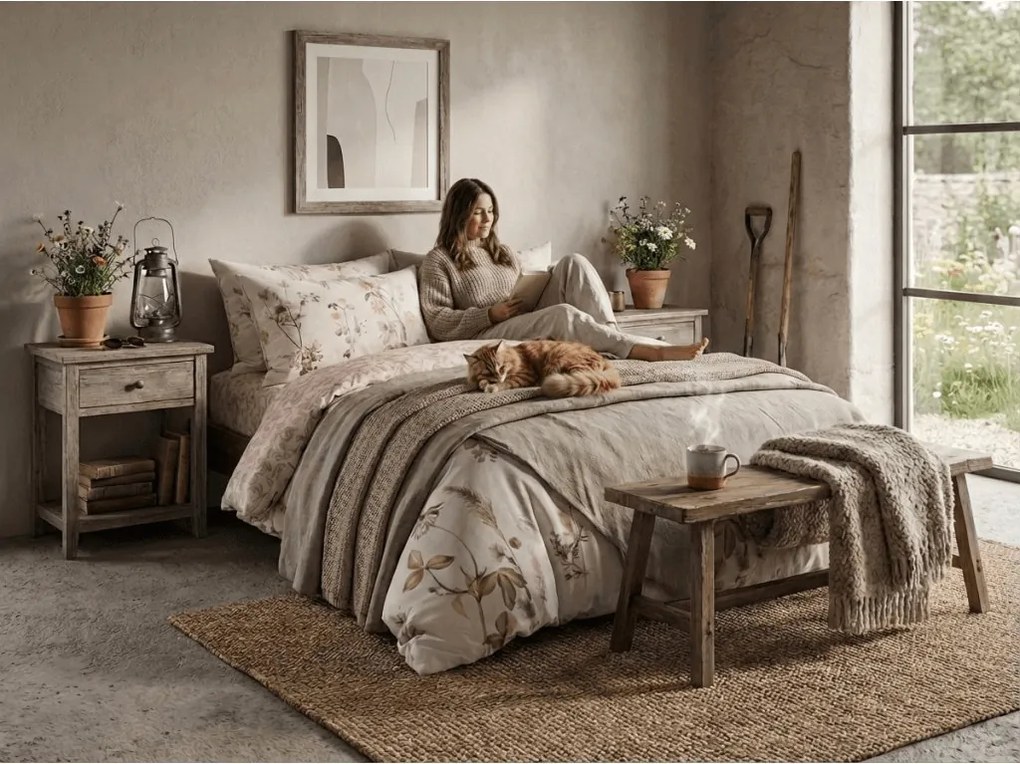 Mikroszálas flanel ágyneműhuzat BOTANIQUE bézs-rózsaszínű Ágyneműhuzat mérete: 70 x 90 cm | 140 x 200 cm