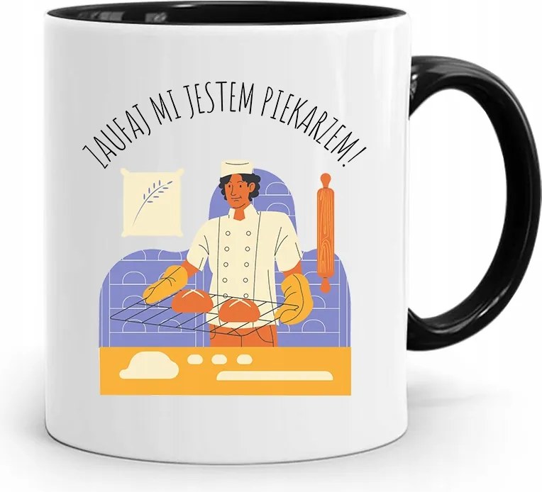 Bögre Fekete Ajándék Péknek Bízz Bennem fényképes nyomattal