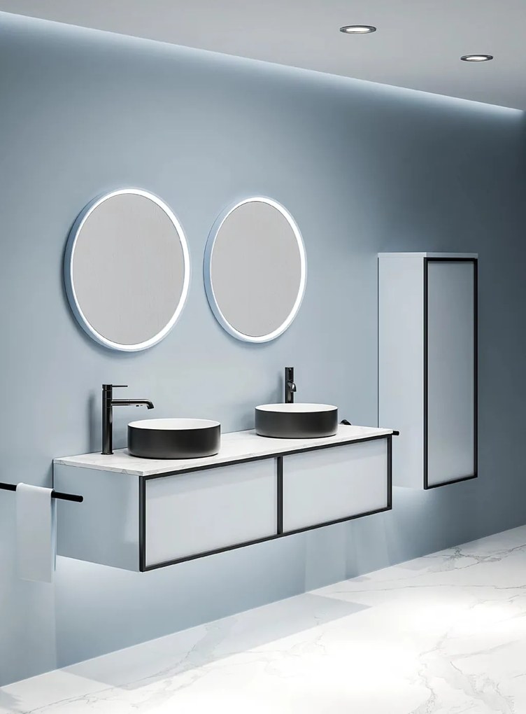 Eros SIMPLE 8 - PULTRA ültethető - Top Counter - porcelán mosdó- MATT FEKETE/FEHÉR - 36 x 36 x 13 cm