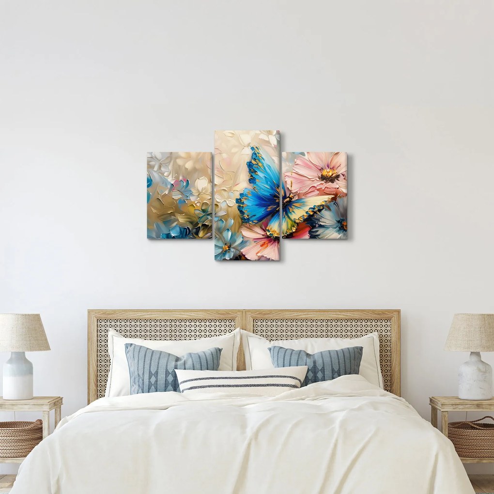 Kép - Virágok és pillangók festése (90x60 cm)