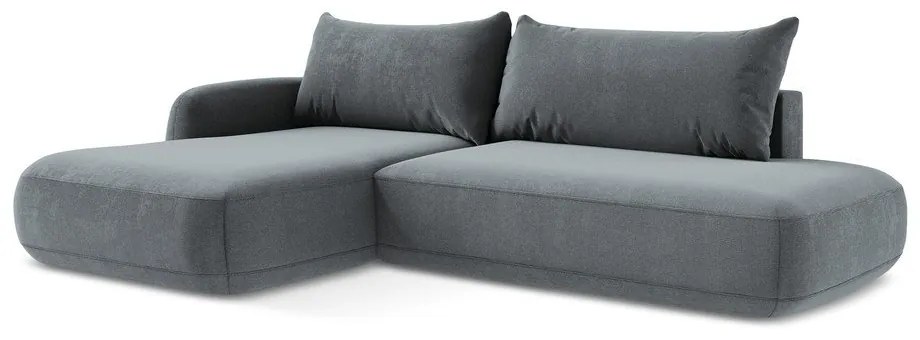 Szürkéskék kinyitható sarokkanapé (bal oldali-heverő résszel) Hale – Makamii